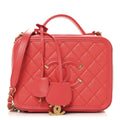 Chanel Caviar Quilted Medium CC Filigree Vanity Case Red