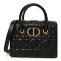Christian Dior Calfskin Macrocannage Medium St. Honore Tote Black