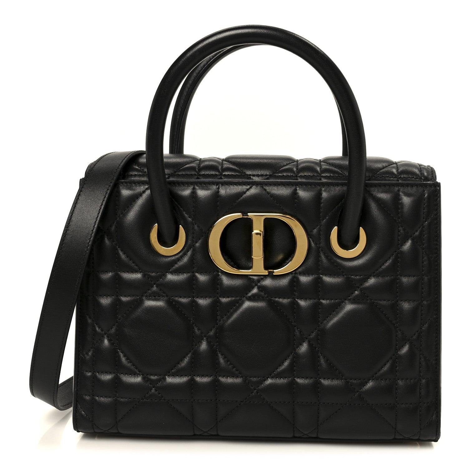 Christian Dior Calfskin Macrocannage Medium St. Honore Tote Black