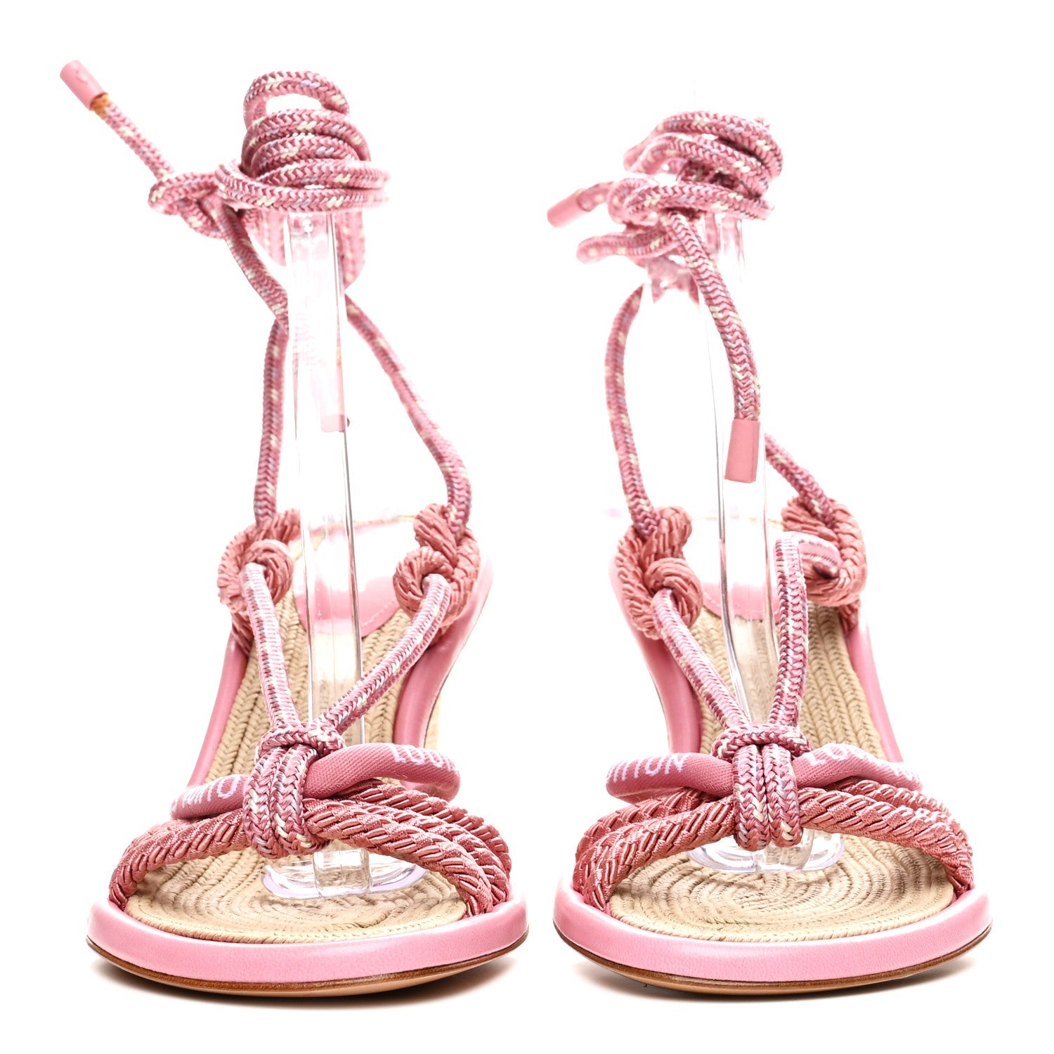 Louis Vuitton Fabric Maia Rope Wedge Sandal 37.5 Rose Clair