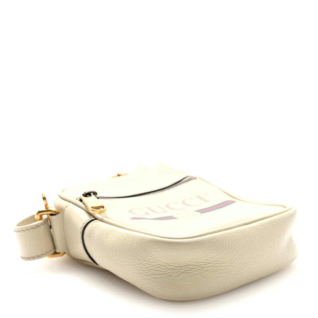 Gucci Grained Calfskin Mini Logo Messenger Bag White
