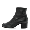 Chanel Stretch Lambskin Cap Toe CC Short Boots 35 Black