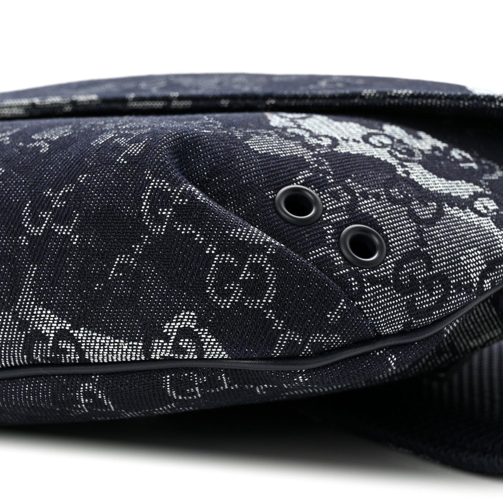 Gucci Denim Monogram Web Belt Bag Blue Multicolor