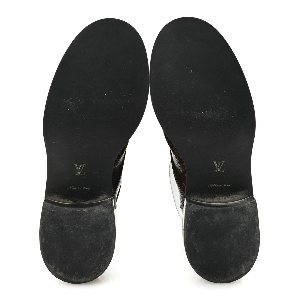 Louis Vuitton Calfskin Monogram Wonderland Flat Ranger Boots 37 Black