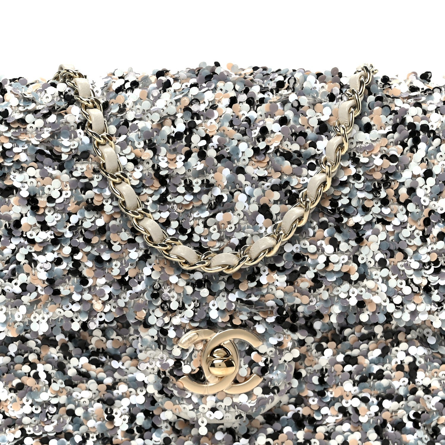 Chanel Sequin Mini Flap Gray Black White Pearly White