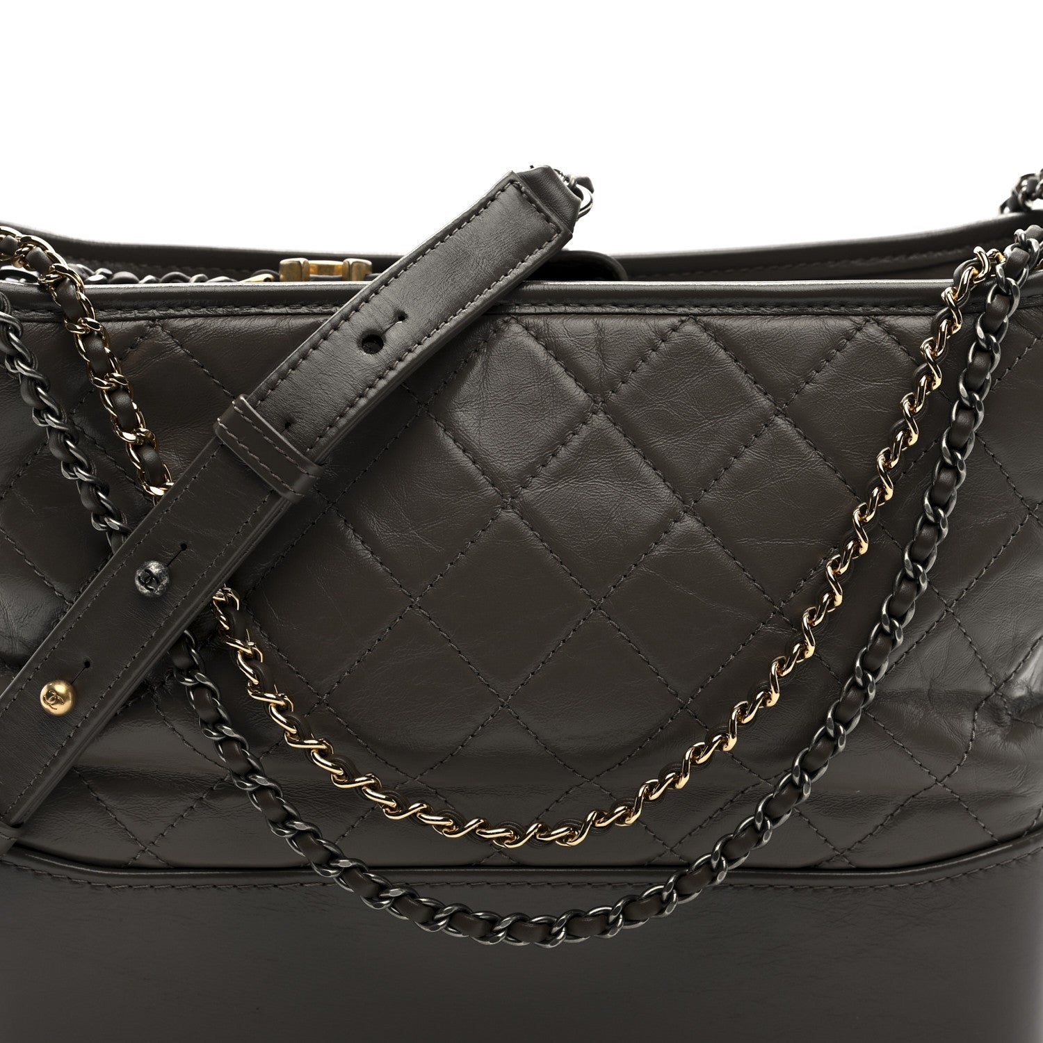 Chanel Aged Calfskin Quilted Medium Gabrielle Hobo Grey