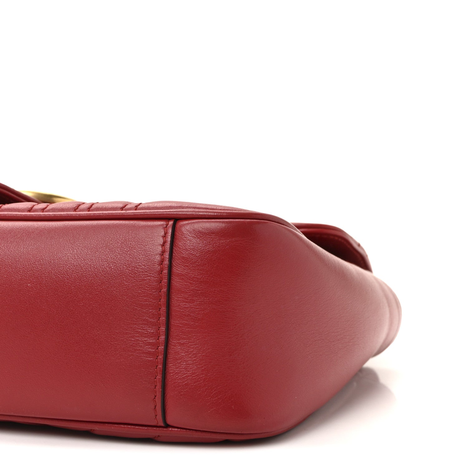 Gucci Calfskin Matelasse Small GG Marmont Shoulder Bag Hibiscus Red
