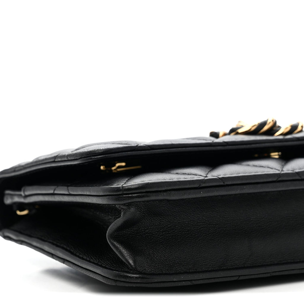 Chanel Lambskin Quilted Twisted CC Wallet On Chain WOC Black