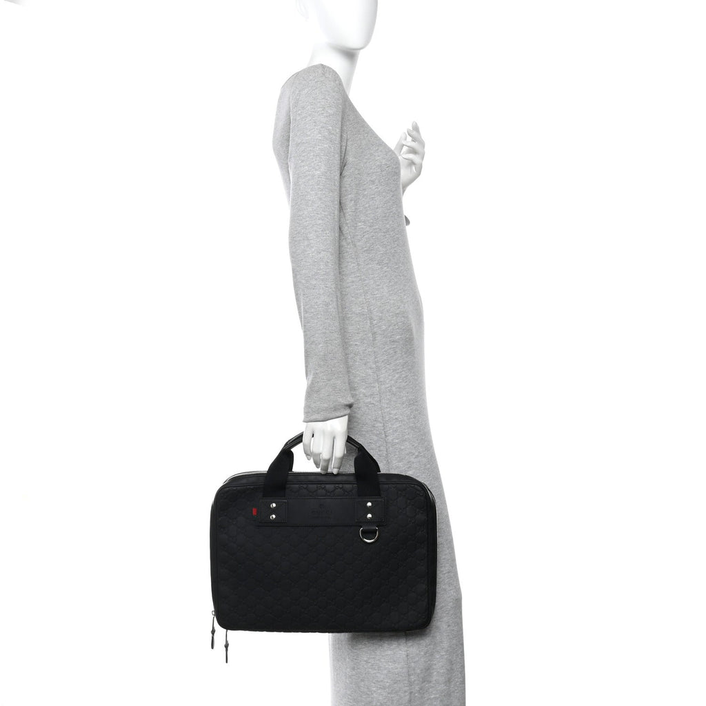 Gucci Rubber Guccissima Laptop Briefcase Black