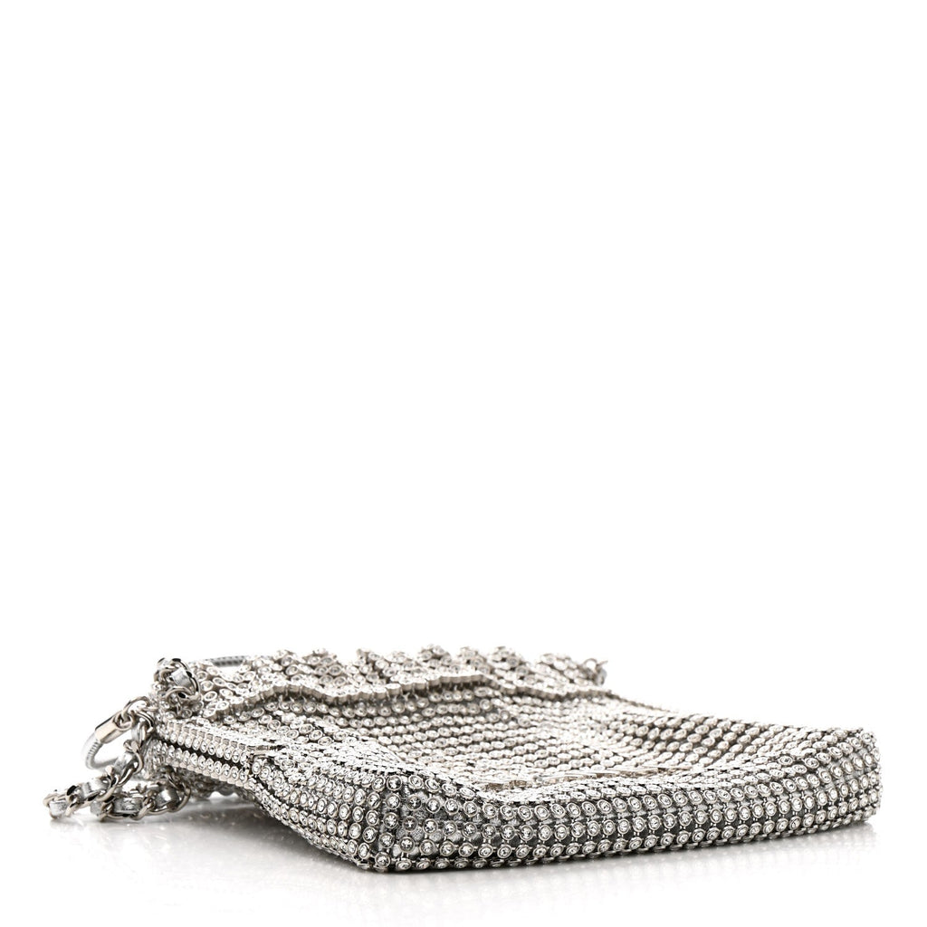 Chanel Crystal Embellished Metallic Lambskin Mini Chanel 22 Silver