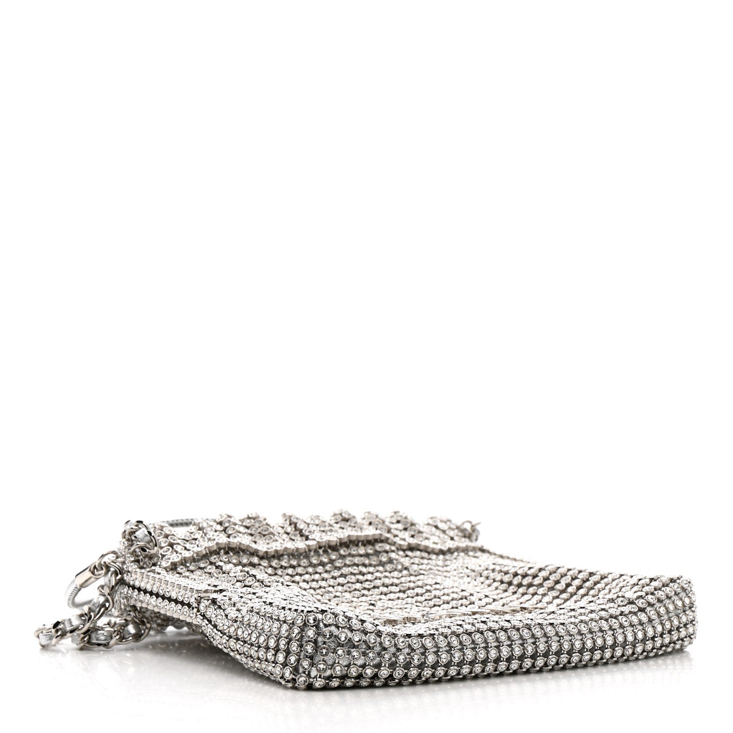 Chanel Crystal Embellished Metallic Lambskin Mini Chanel 22 Silver