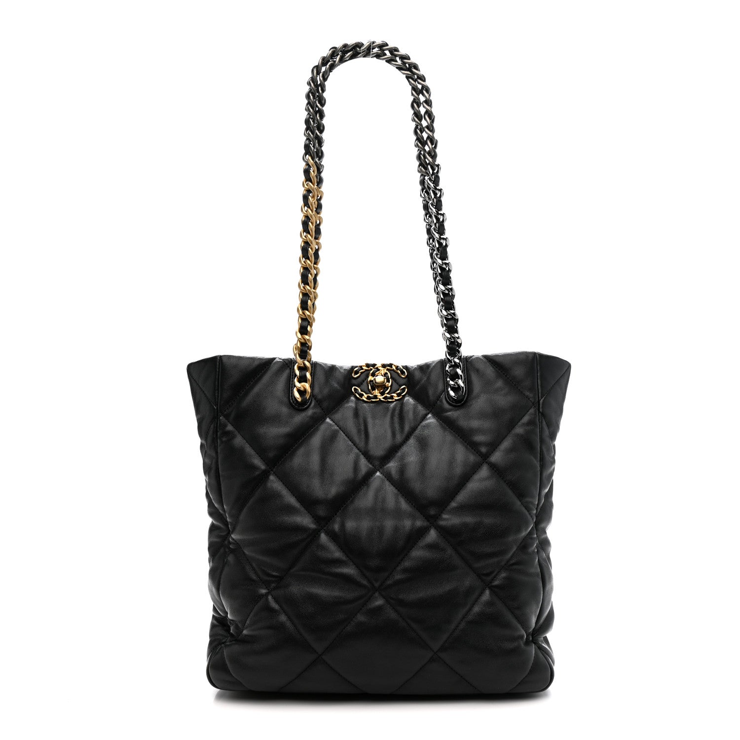 Chanel Lambskin Quilted Chanel 19 Shopping Bag Black