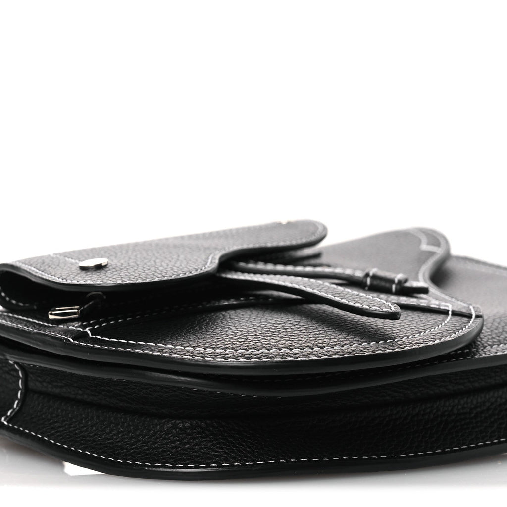 Christian Dior X KAWS Grained Calfskin Saddle Pouch Black