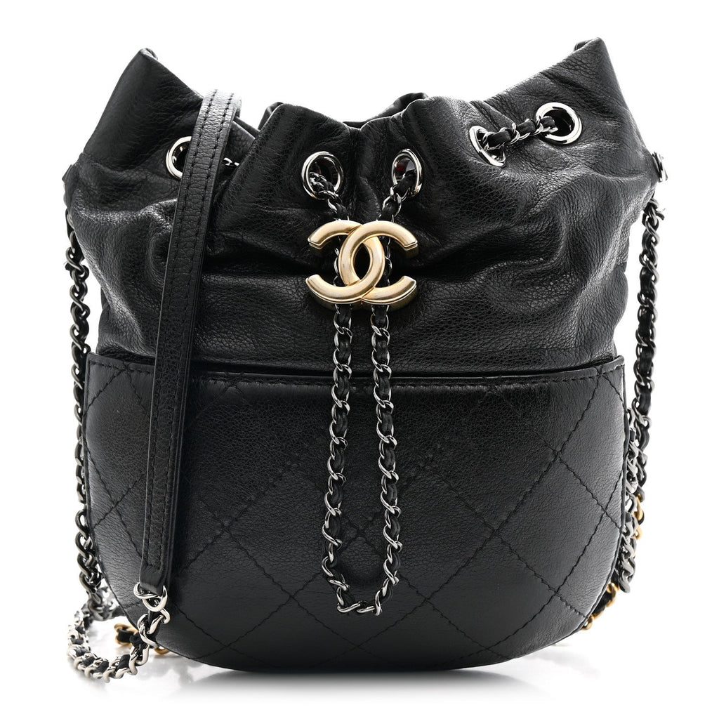 Chanel Calfskin Quilted Small Gabrielle Bucket Black
