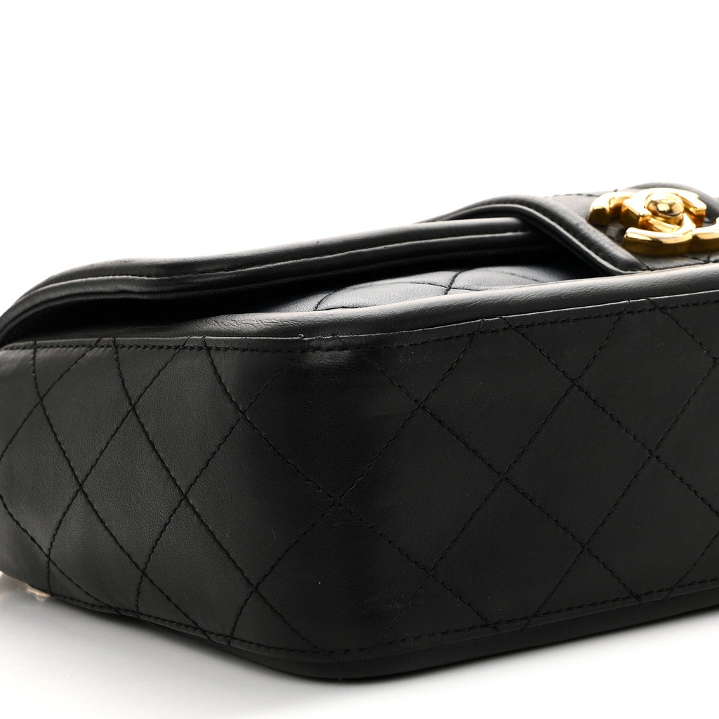 Chanel Lambskin Quilted Medium Elegant CC Flap Navy Black
