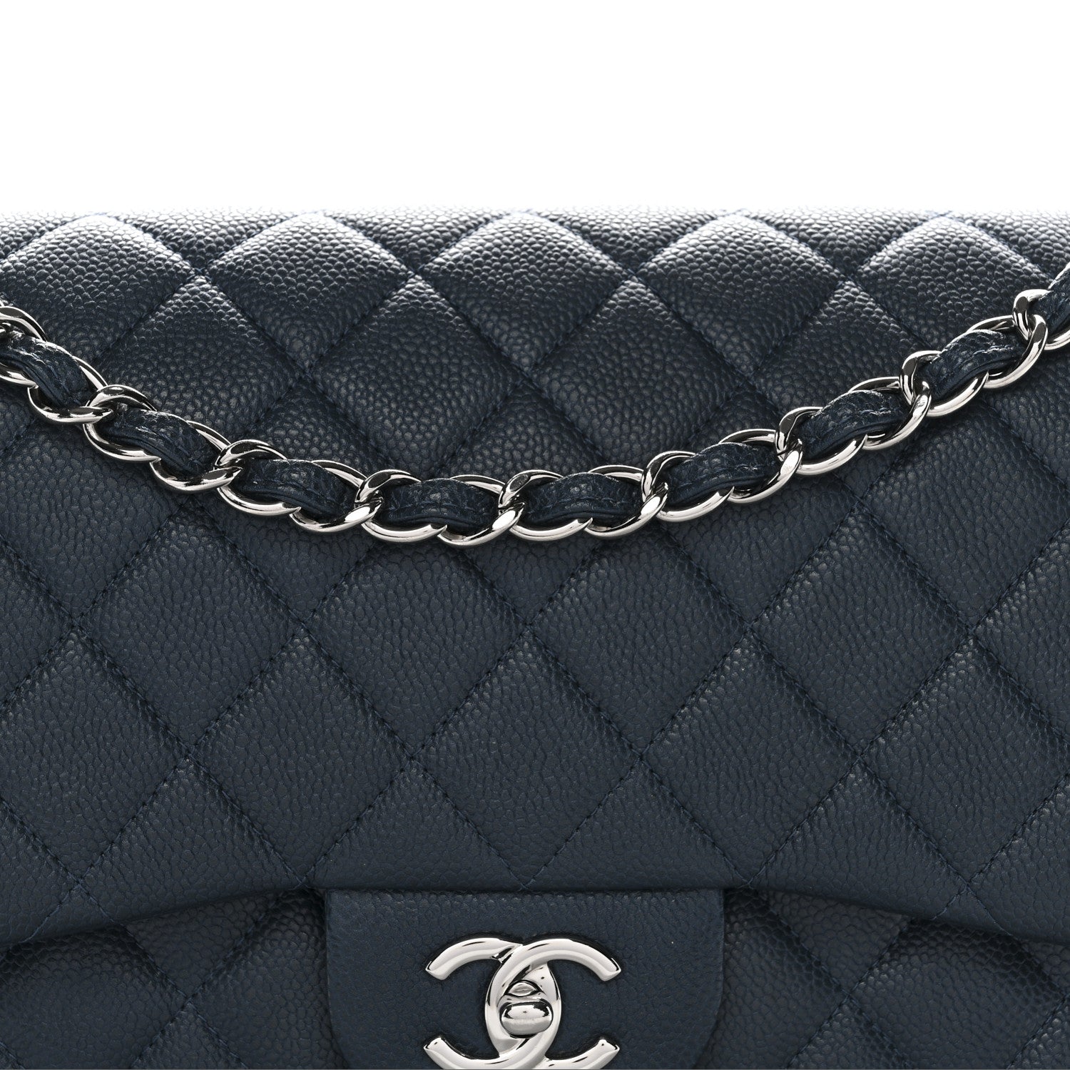 Chanel Caviar Quilted Jumbo Double Flap Blue