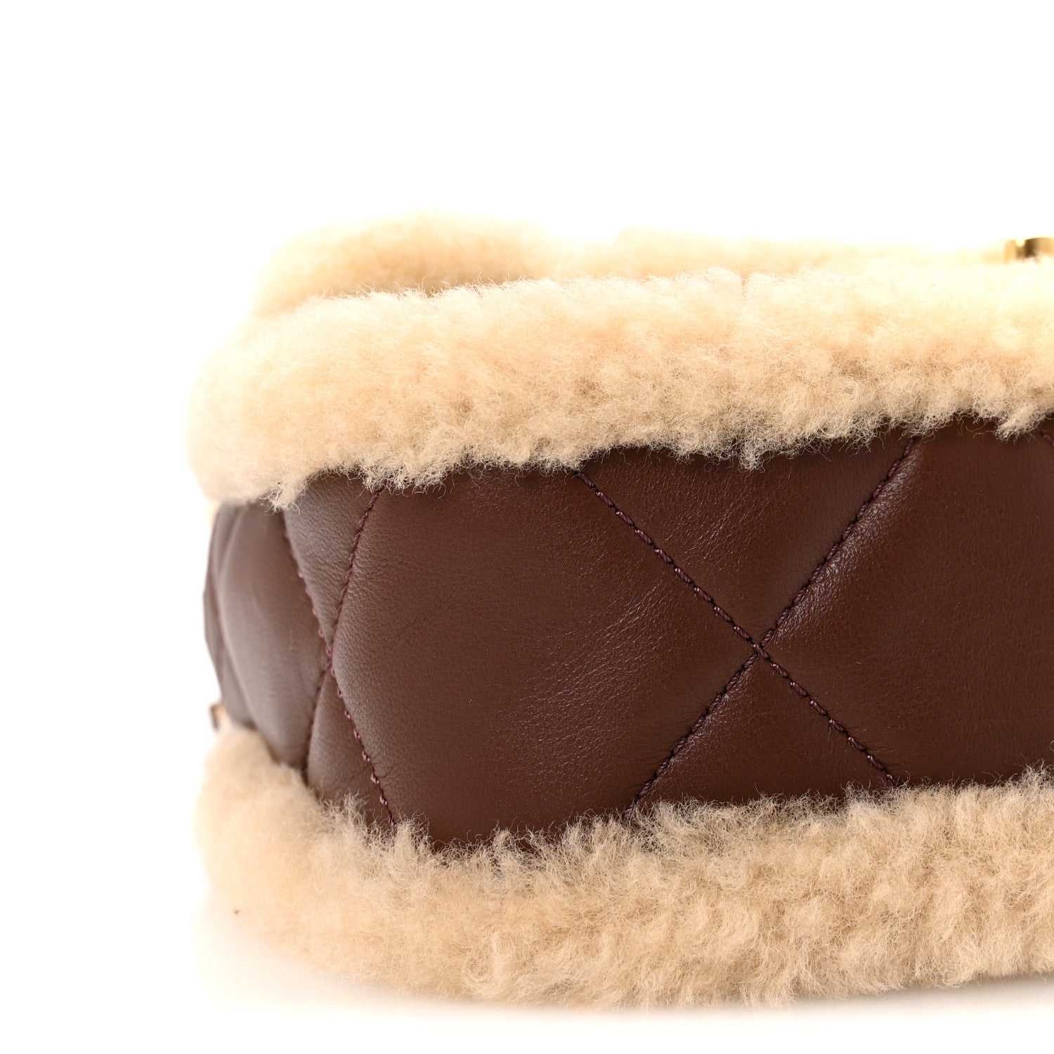 Chanel Shearling Lambskin Quilted Mini Furry Coco Flap Beige Dark Brown
