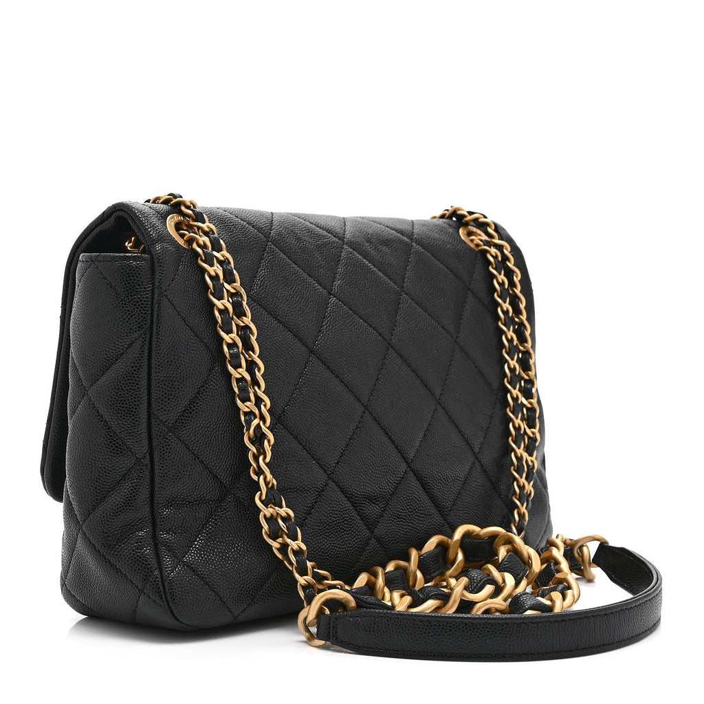 Chanel Caviar Quilted Medium Chain Flap  Black