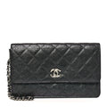 Chanel Iridescent Caviar Quilted Classic Pouch Clutch Black