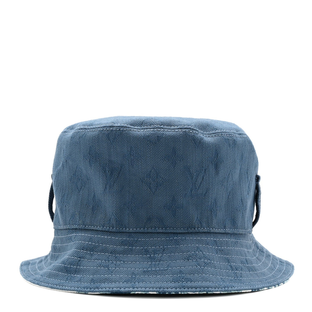 Louis Vuitton Cotton LV Play Monogram Aquagarden Reversible Bucket Hat Blue