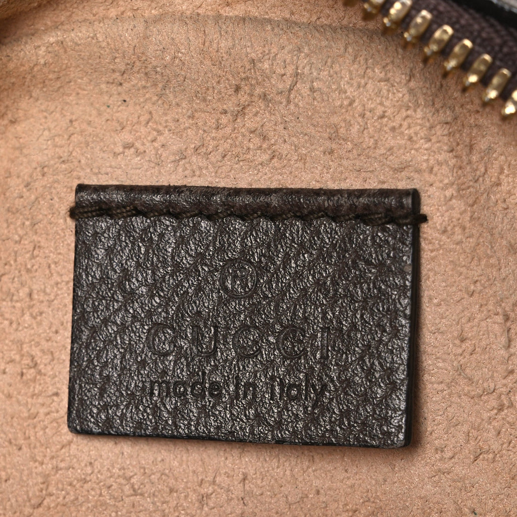 Gucci GG Supreme Monogram Web Mini Ophidia Round Shoulder Bag Brown