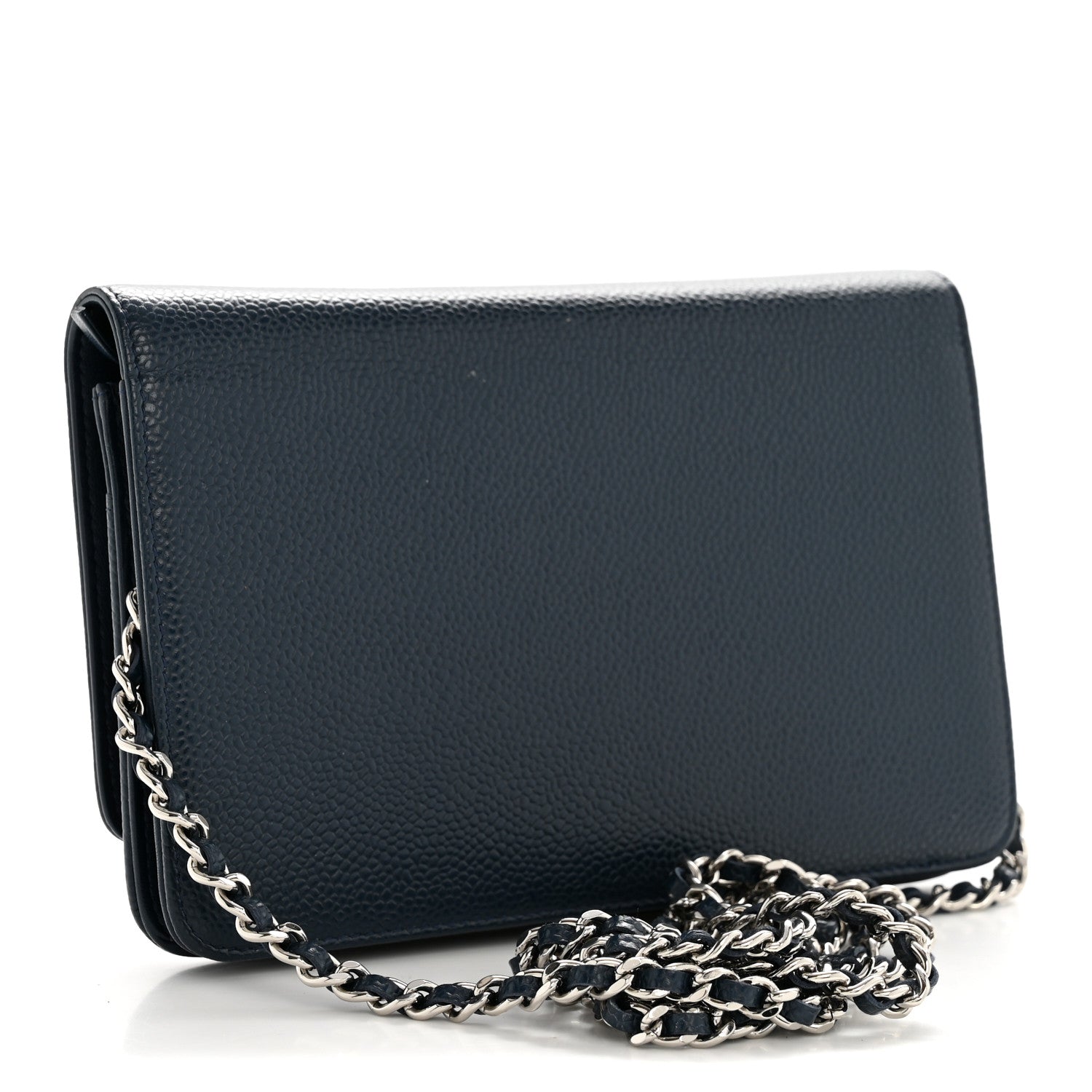Chanel Caviar Timeless CC Wallet on Chain WOC Navy Blue
