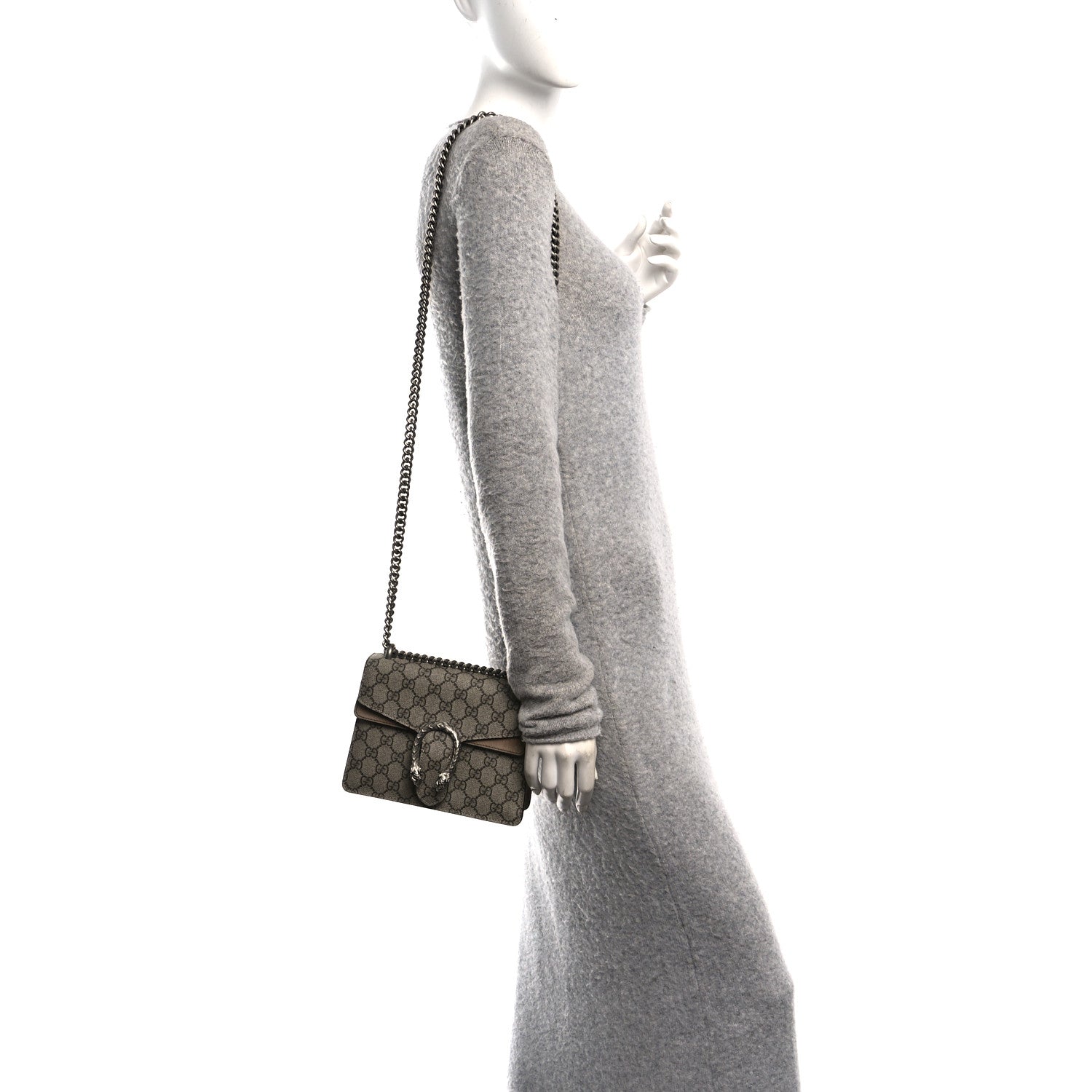 Gucci GG Supreme Monogram Mini Dionysus Shoulder Bag Taupe