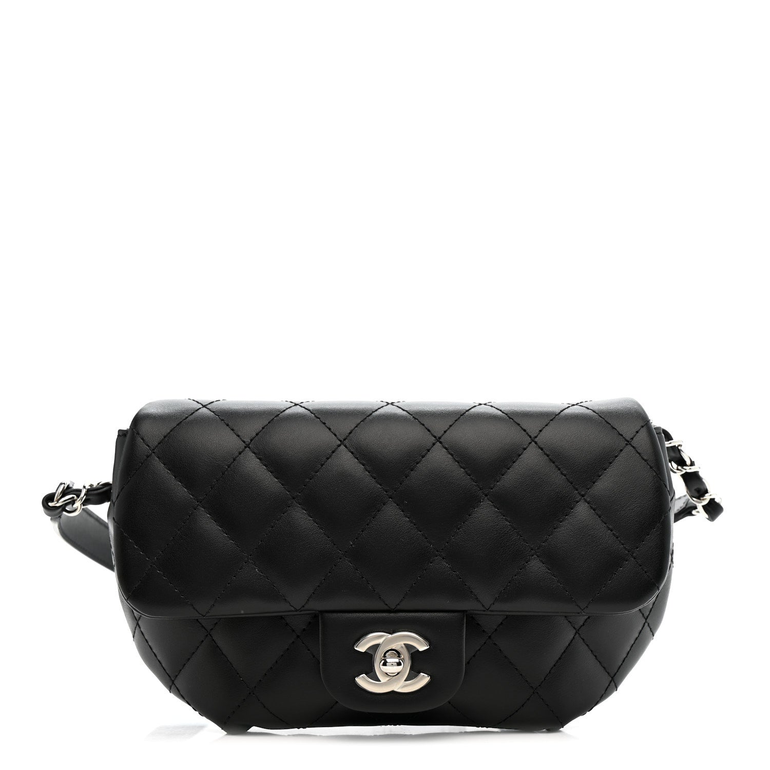 Chanel Calfskin Quilted CC Uniform Flap Belt Bag Black