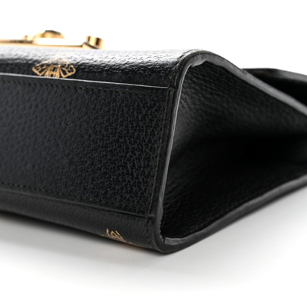 Gucci Grained Calfskin Bee Star Small Padlock Shoulder Bag Black