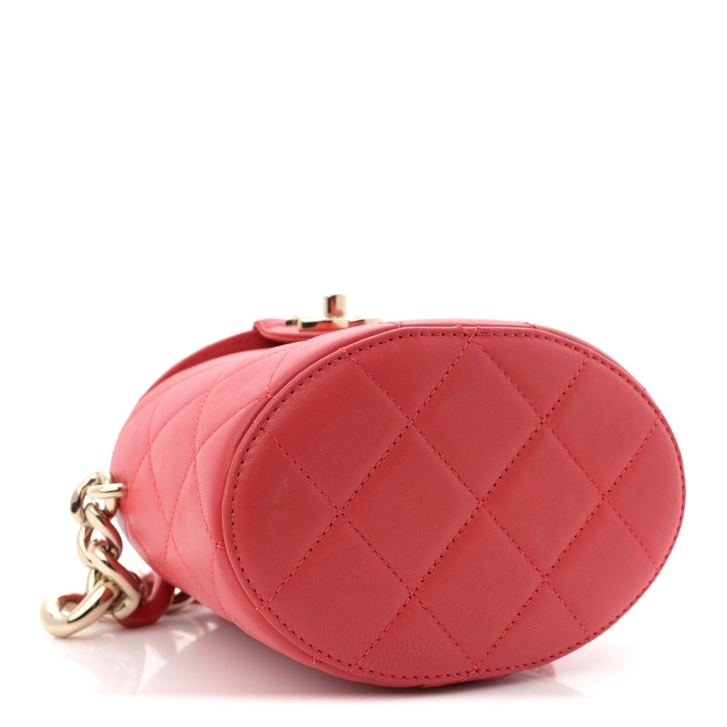 Chanel Lambskin Resin Elegant Chain Vanity Case Red