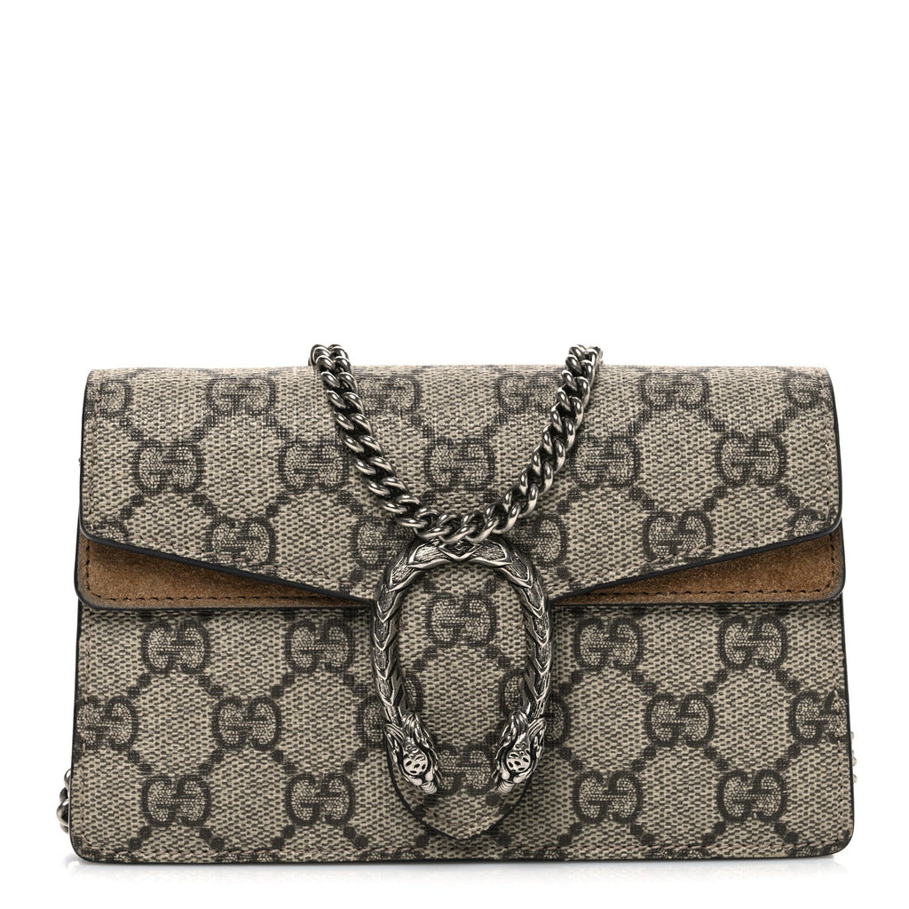 Gucci GG Supreme Monogram Super Mini Dionysus Shoulder Bag Taupe