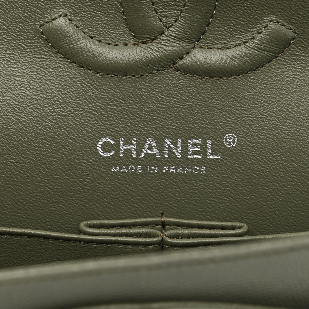 Chanel Caviar Chevron Quilted Medium Double Flap  Green