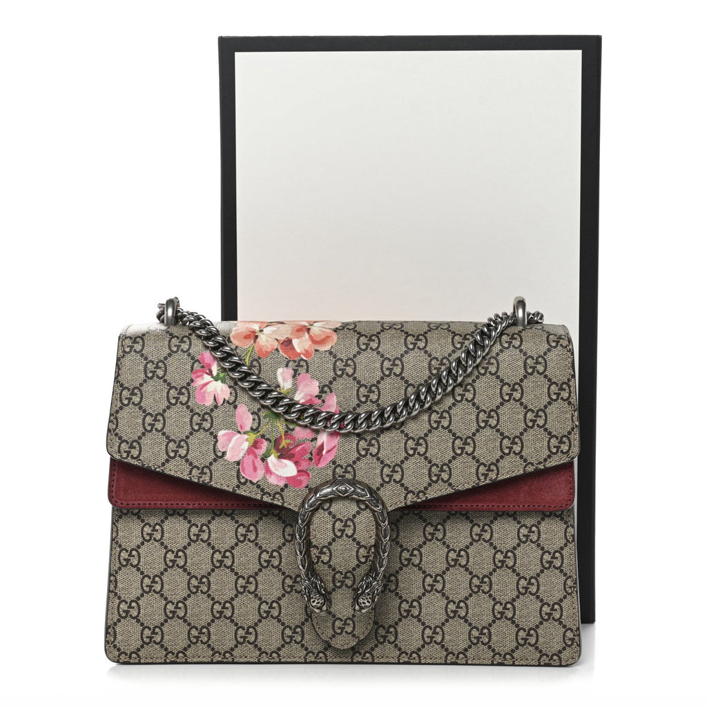 Gucci GG Supreme Monogram Blooms Medium Dionysus Shoulder Bag Beige Multicolor Dry Rose