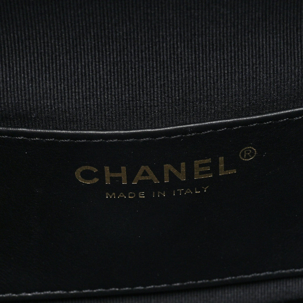 Chanel Caviar Quilted Small Round Vanity With Chain  Black