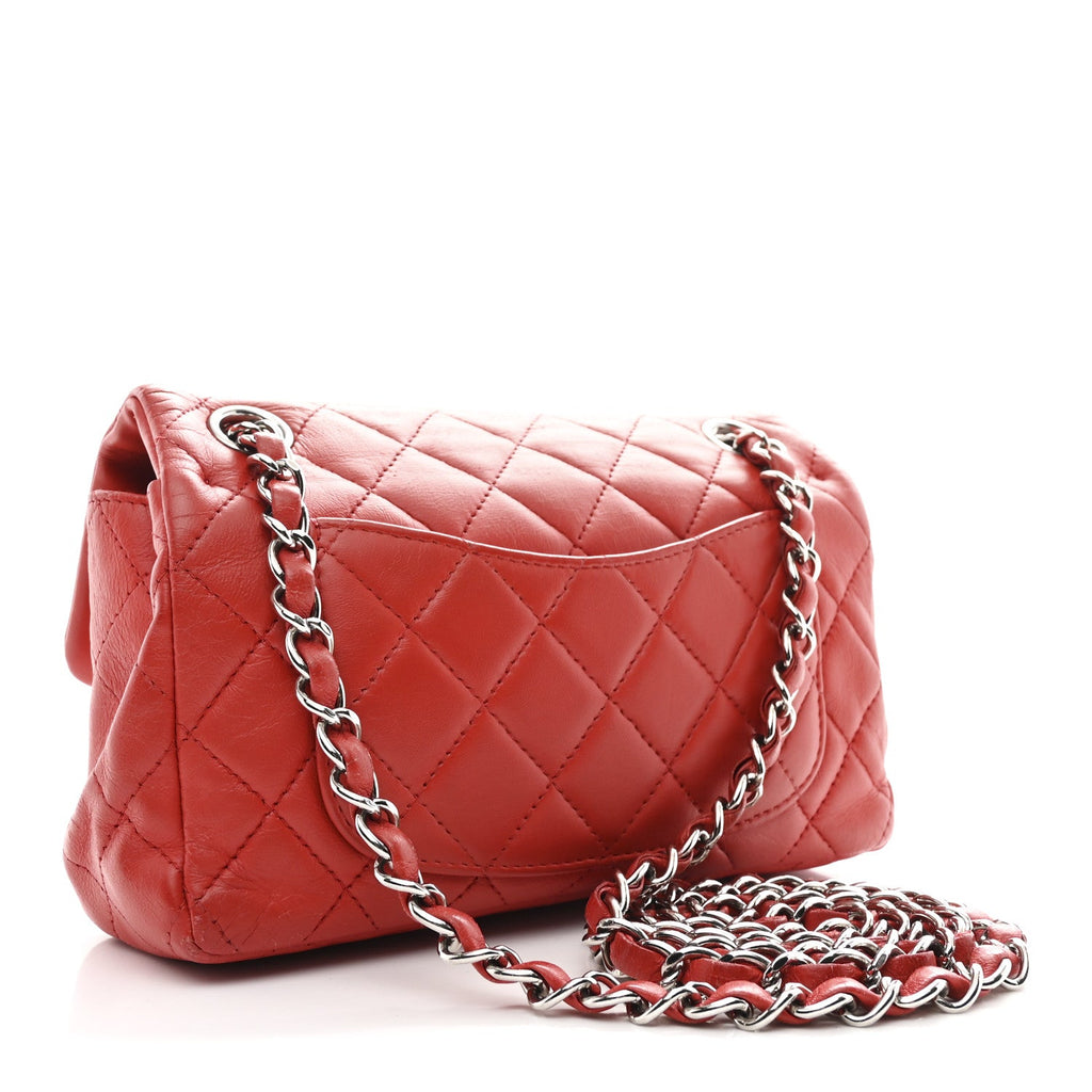 Chanel Lambskin Quilted Mini Rectangular Flap Red