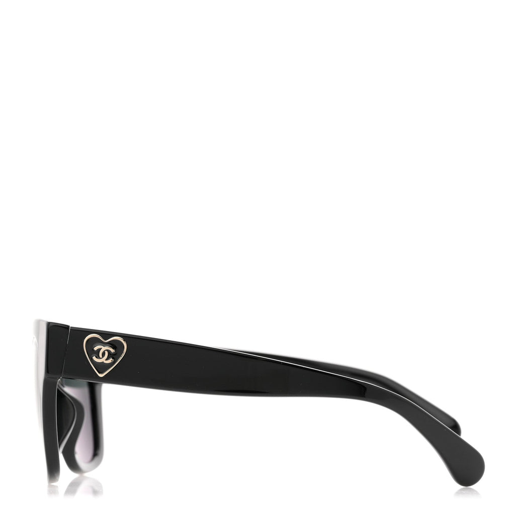 Acetate Square CC Heart Sunglasses 5478-A Black