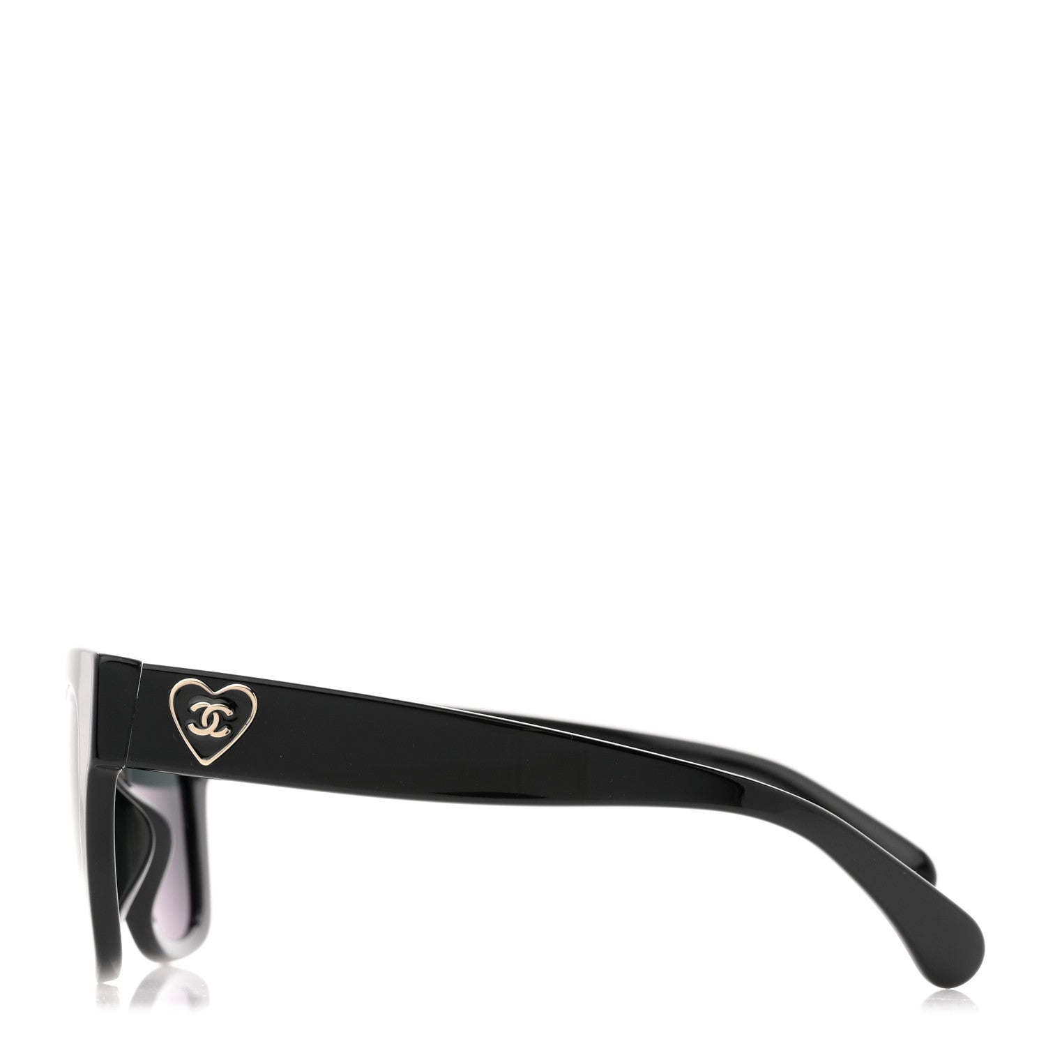 Acetate Square CC Heart Sunglasses 5478-A Black