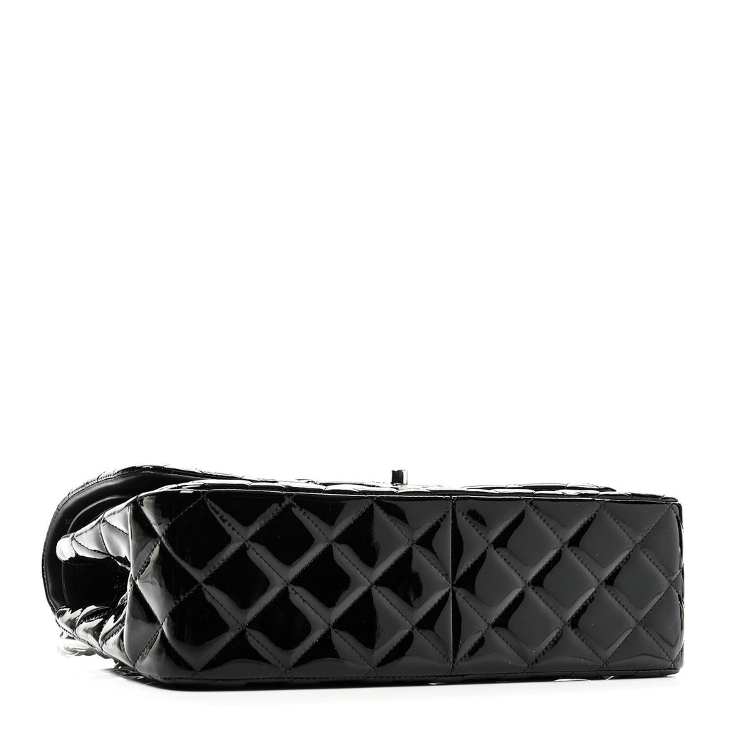 Chanel Patent Quilted Jumbo Double Flap Black