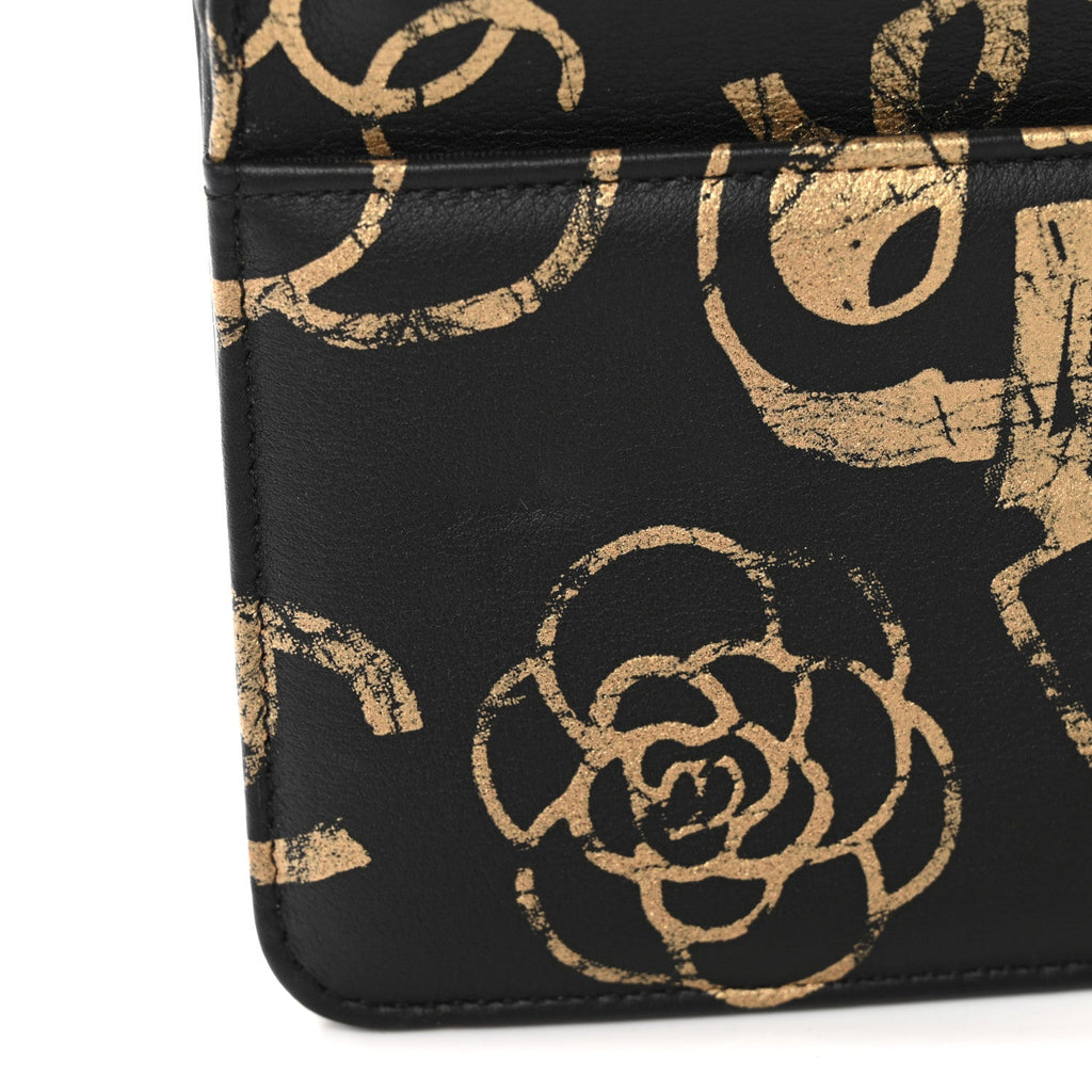 Chanel Calfskin Quilted Graffiti Pyramid Wallet On Chain WOC Black