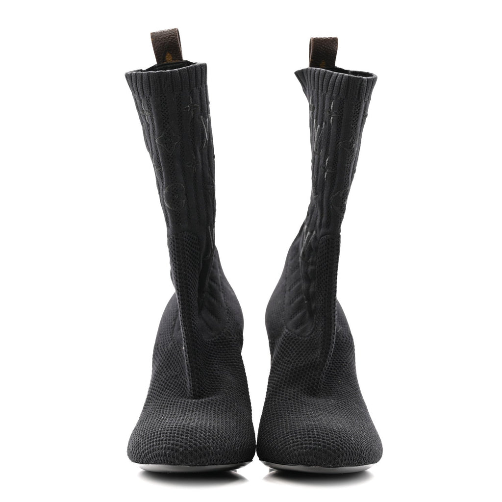 Louis Vuitton Monogram Stretch Fabric Silhouette Ankle Boots 37 Black