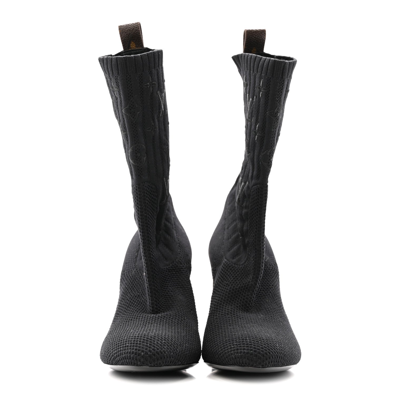 Louis Vuitton Monogram Stretch Fabric Silhouette Ankle Boots 37 Black