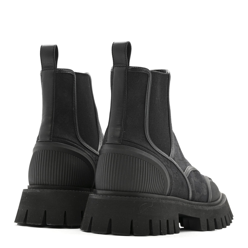 Gucci Canvas Calfskin GG Supreme Ankle Boots 39 Black