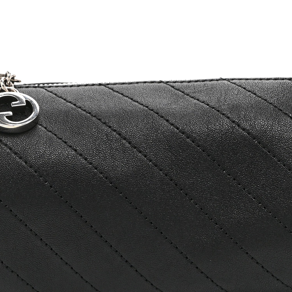 Gucci Sakai Be Green Calfskin Diagonal Stitched Mini Blondie Barrel Shoulder Bag Black
