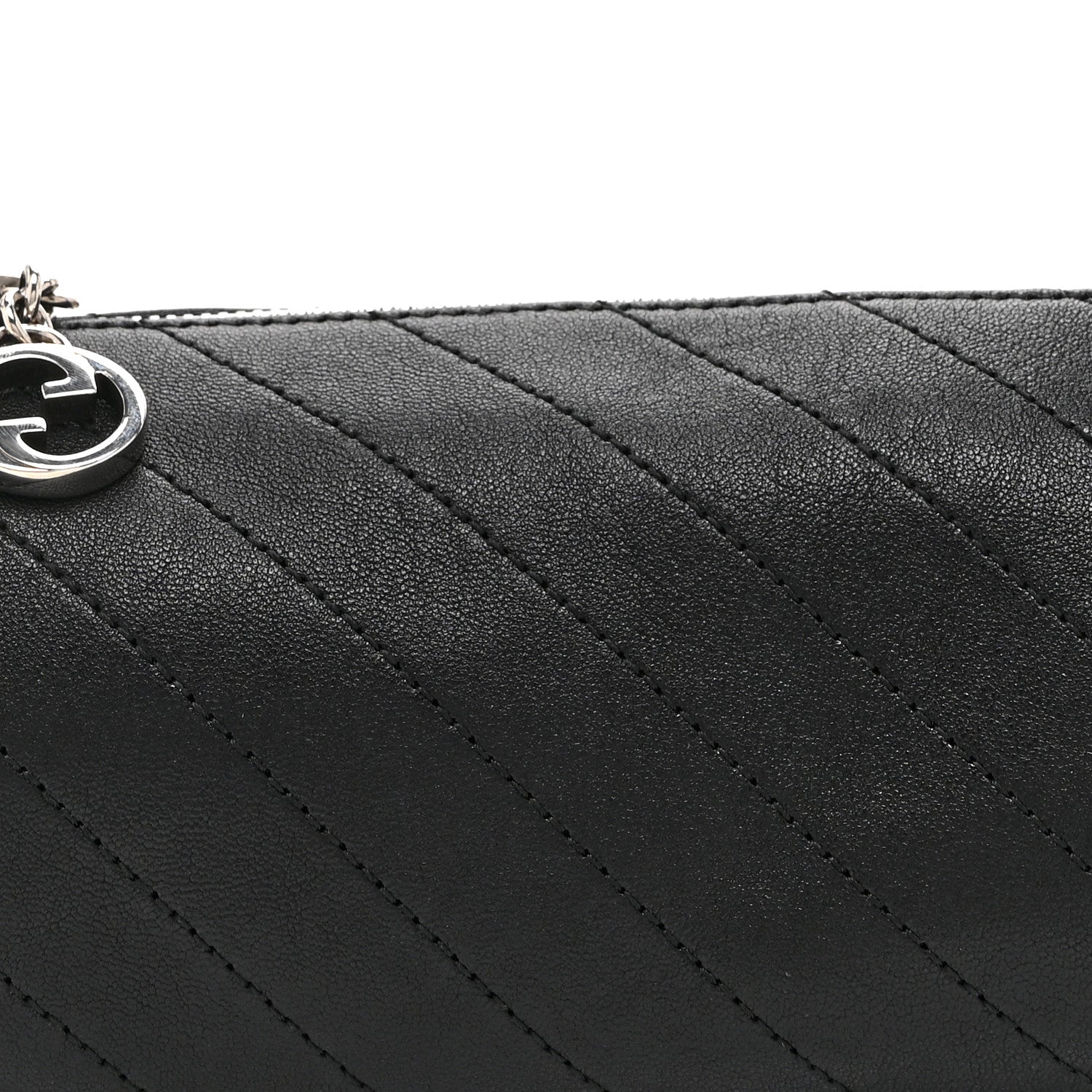 Gucci Sakai Be Green Calfskin Diagonal Stitched Mini Blondie Barrel Shoulder Bag Black