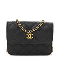 Chanel Lambskin Quilted Pearl Crush Flap With Chain Black