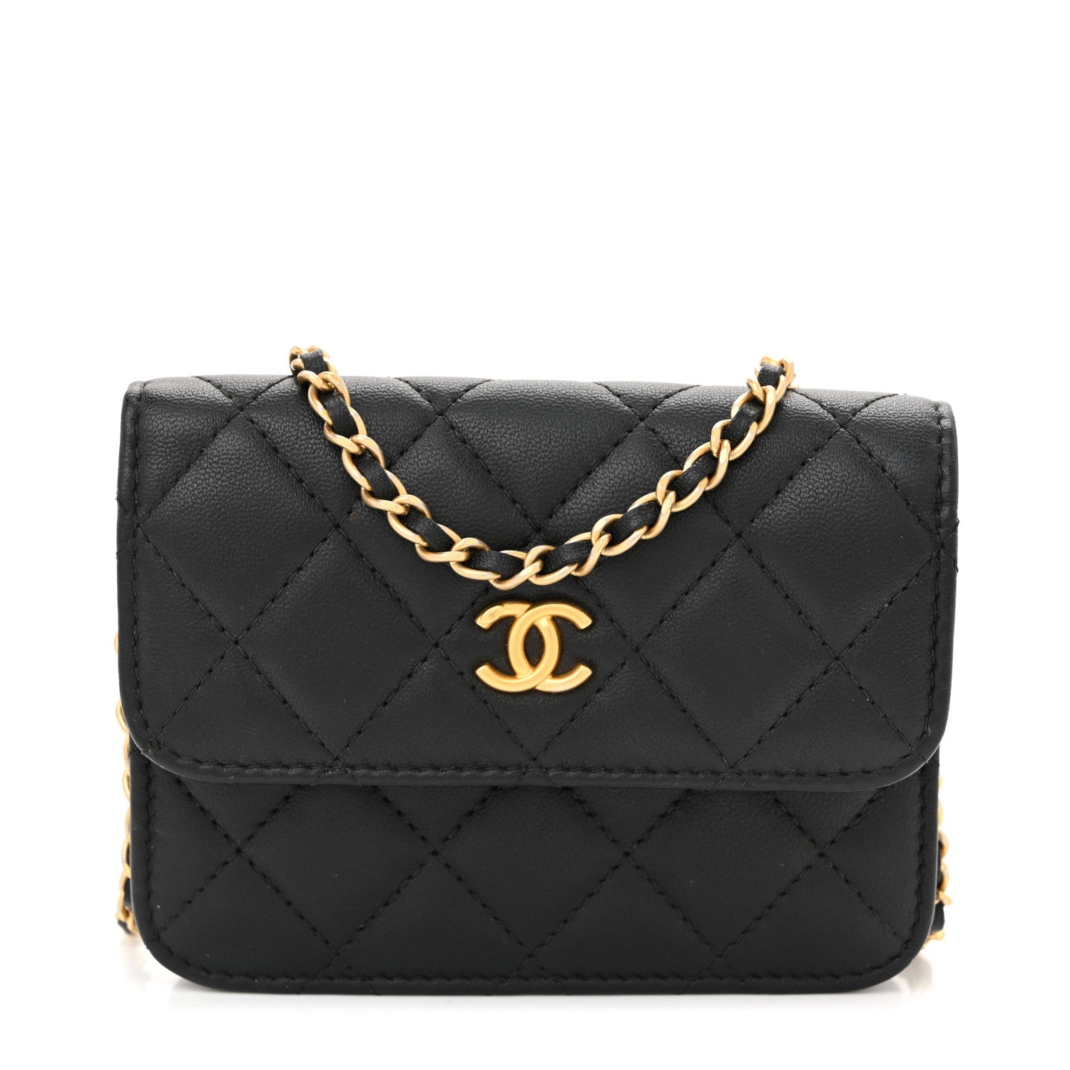 Chanel Lambskin Quilted Pearl Crush Flap With Chain Black