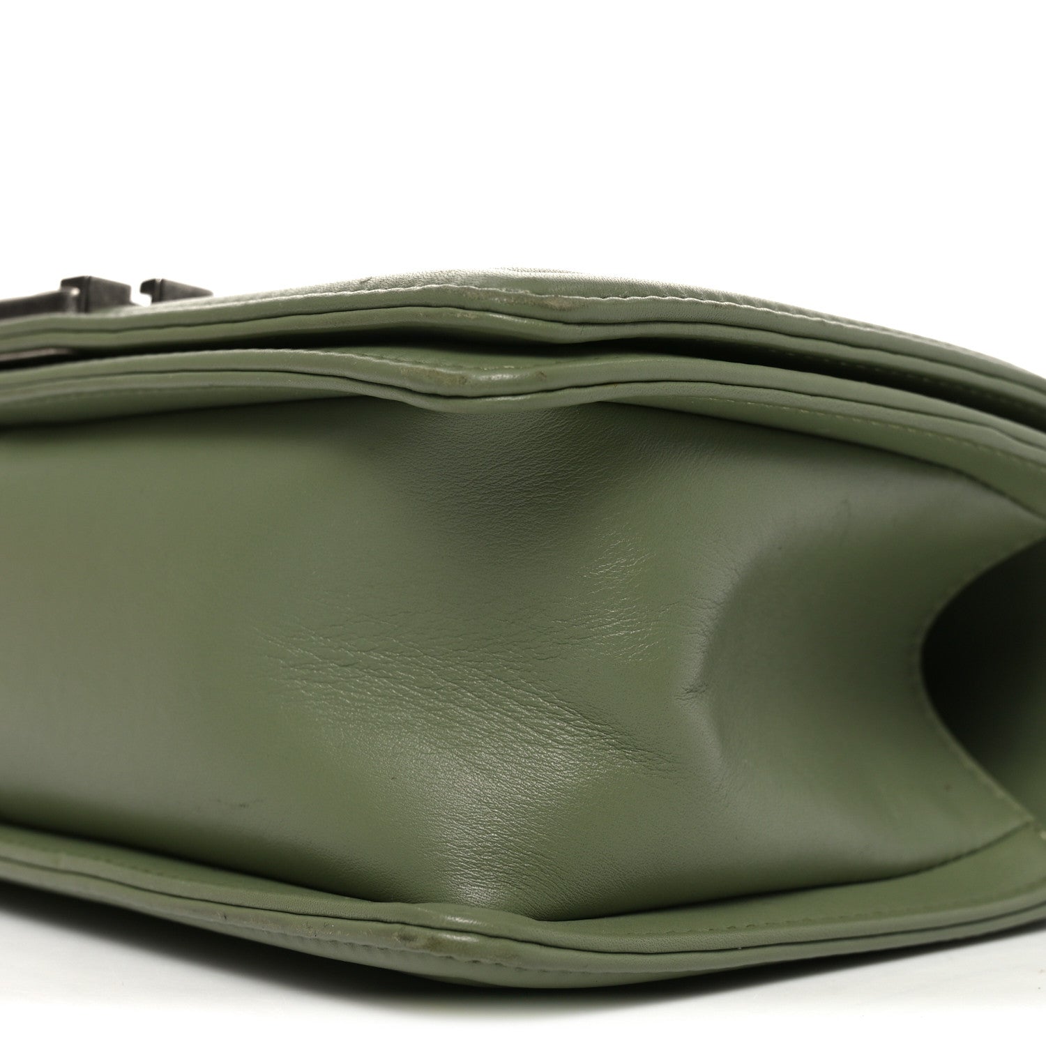 Chanel Calfskin Chevron Quilted Medium Boy Flap Green