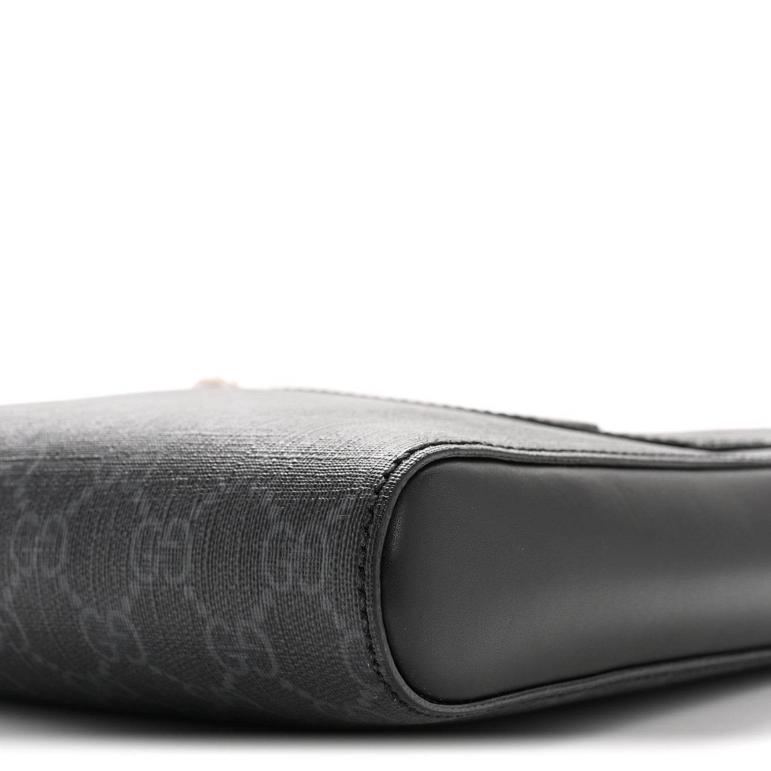 Gucci GG Supreme Monogram Web Small Flat Messenger Bag Black Grey