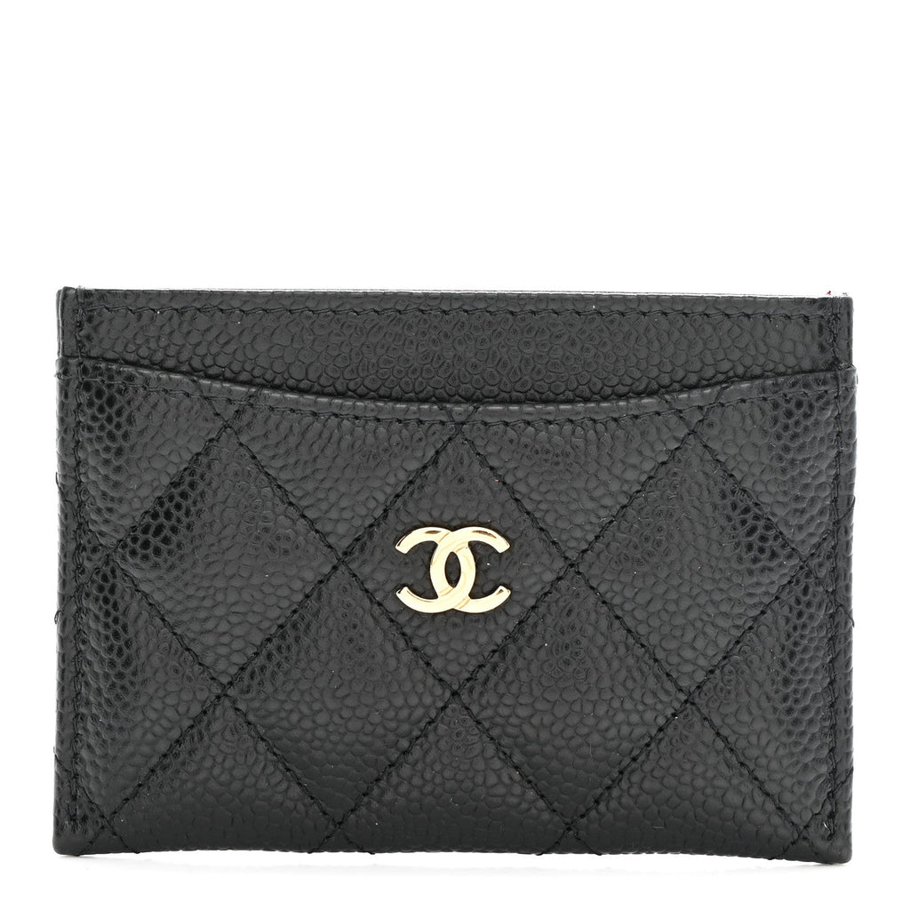 Caviar Quilted Card Holder Black