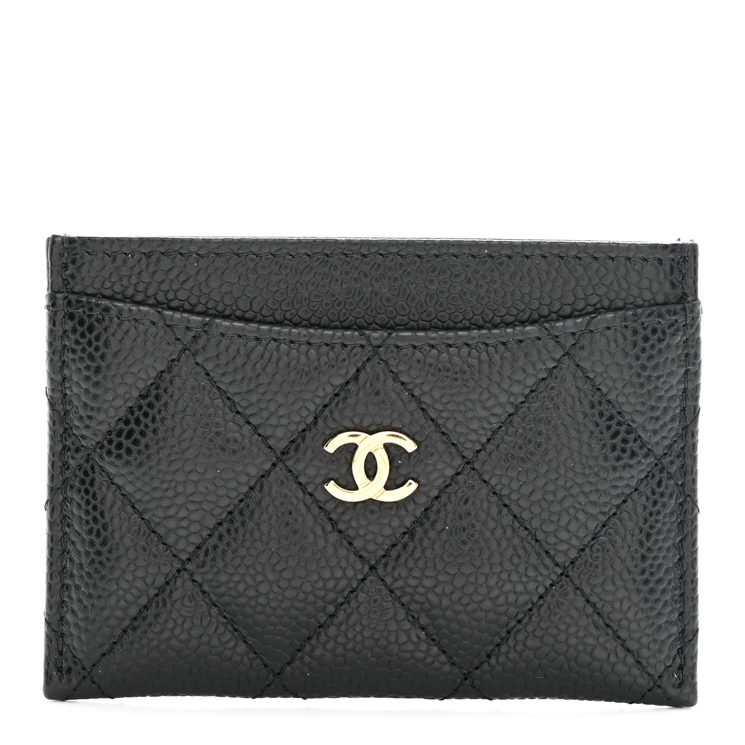 Caviar Quilted Card Holder Black